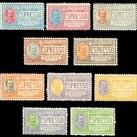 Art Imitates Life – This is a set of Poster Stamps issued to publicize a general exhibition held in Tilburg, Netherlands in July & August, 1909. Their design resembles Special Delivery stamps issued by Italy in 1903, with changes to various text elements.