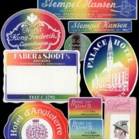 Denmark – Poster Stamps and Hotel Labels exhibiting a printing technique known as “Split-Fountain Printing” or “Split-Fount Inking”. This technique was developed in the 1870s and creates an eye-catching effect.