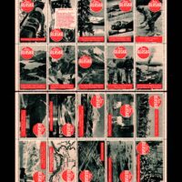 Alaska Promotional Pane, printed in Seattle circa late 1930's. "Officially approved by the National Poster Stamp Society, Chicago IL. certificate no. 56", in the margin notes.