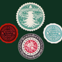World War One era German Letter seals: "Hearty Christmas Greetings from Home" or "German Christmas Greetings"; circa 1914-16. Size 1 3/8" to 2" diameter.