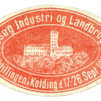 Denmark Recent Discovery! Industri og Landbrugsudstilling – Industrial & Agricultural Exhibition, held in Kolding, 17-26 September 1897. Poster stamp depicting Koldinghus Castle. Contemporary reports suggest 1,000 labels were to be printed, but this has never been reported in any poster stamp literature.