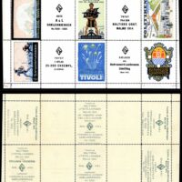 Denmark – Sheet of 10 stamps printed by Andreasen & Lachmann at the 1914 Baltiska Utställningen (Baltic Exhibition) in Malmö, Sweden. The sheets have 6 poster stamps and 4 “stamps” with informational text. The color of the backprint was changed from day to day.