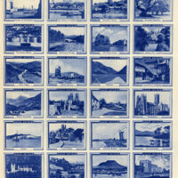 In the 1930s, Samuel Jones & Co. Ltd., of London, produced four sets of 24 stamps for their series "Our Beautiful Empire". Each set of 24 stamps, printed in individual sheets, displayed scenes from Great Britain, Australia, Canada, or South Africa. This is the Great Britain sheet.