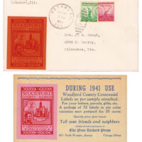 The ad card was sent out in the envelope, spring 1941 (pre WW2). Both stamps 2" x 2 5/8".