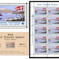 The United States expressed interest in purchasing the Danish West Indies as early as the 1860s, but the actual sale did not happen until 1916, and the formal transfer occurred on April 1, 1917. Many Danes were strongly opposed to the sale, and this was one of the poster stamps issued to protest the sale.