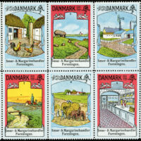 The "Smør- & Margarinehandler Forening" (Butter & Margarine Dealers Association) was a Danish trade organization for merchants dealing in butter and margarine, founded in Copenhagen in 1896. This pane of 10 stamps carries the Association name at bottom, and over 30 additional member overprints are known.